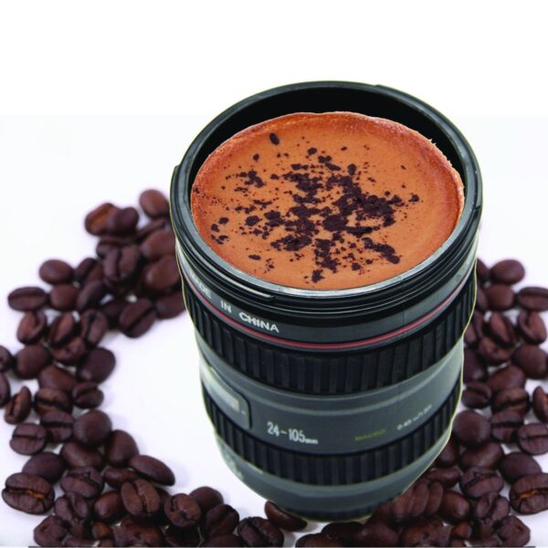 Camera Lens Shaped Coffee Mug Flask With Lid - CDesk Dropship
