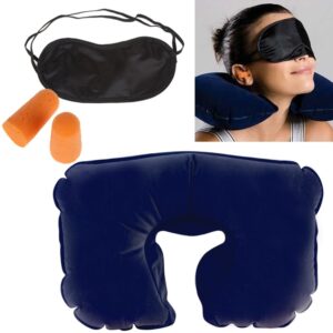 3-in-1 Air Travel Kit with Pillow, Ear Buds & Eye Mask - CDesk Dropship